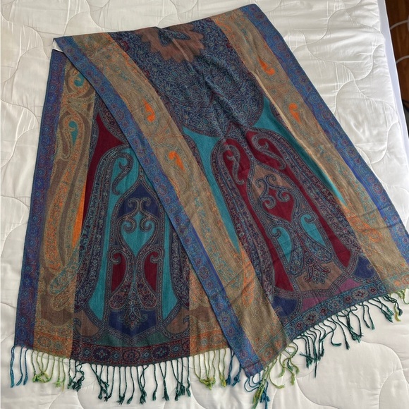 Bohemian Style Paisley Shawl, Multicolor Fringe Scarf, Dual  Assorted colors Tassle Boho Paisley Fringe Wrap Shawl Scarf 78”